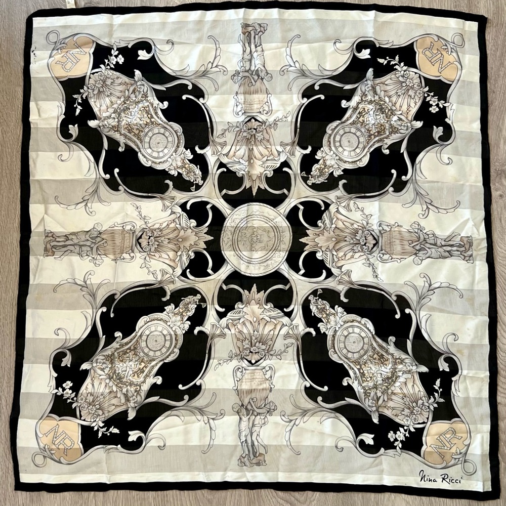 Set of 2 scarves YSL Nina Ricci Yves Saint Laurent - Picture 6 of 8